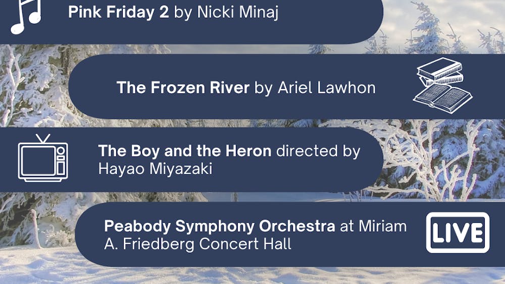 ARANTZA GARCIA / DESIGN AND LAYOUT EDITOR&nbsp;
This week’s picks include the latest Studio Ghibli film from Hayao Miyazaki, The Boy and the Heron, a historical mystery novel called The Frozen River by Ariel Lawhon, the Pink Friday 2 sequel album from award-winning rapper Nicki Minaj and the Peabody Symphony Orchestra performing Vivaldi, Liszt and Brahms at Miriam A. Friedberg Concert Hall.&nbsp;