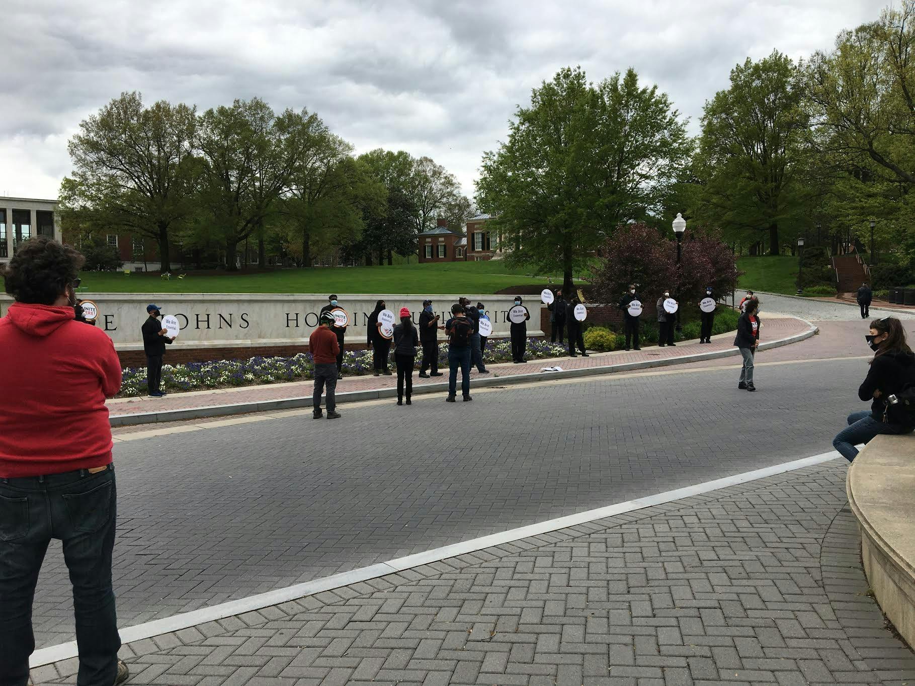 COURTESY OF KATIE TAM
Protesters object University decision to suspend payments for its furloughed workers.&nbsp;