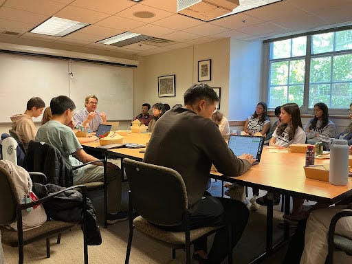 COURTESY OF MYRA SAEED
In the concluding event of the Fall 2024 Aronson Center Speaker Series, Professor Bentley Allan discussed global climate policy and efforts by nations to develop domestic clean-energy supply chains.&nbsp;