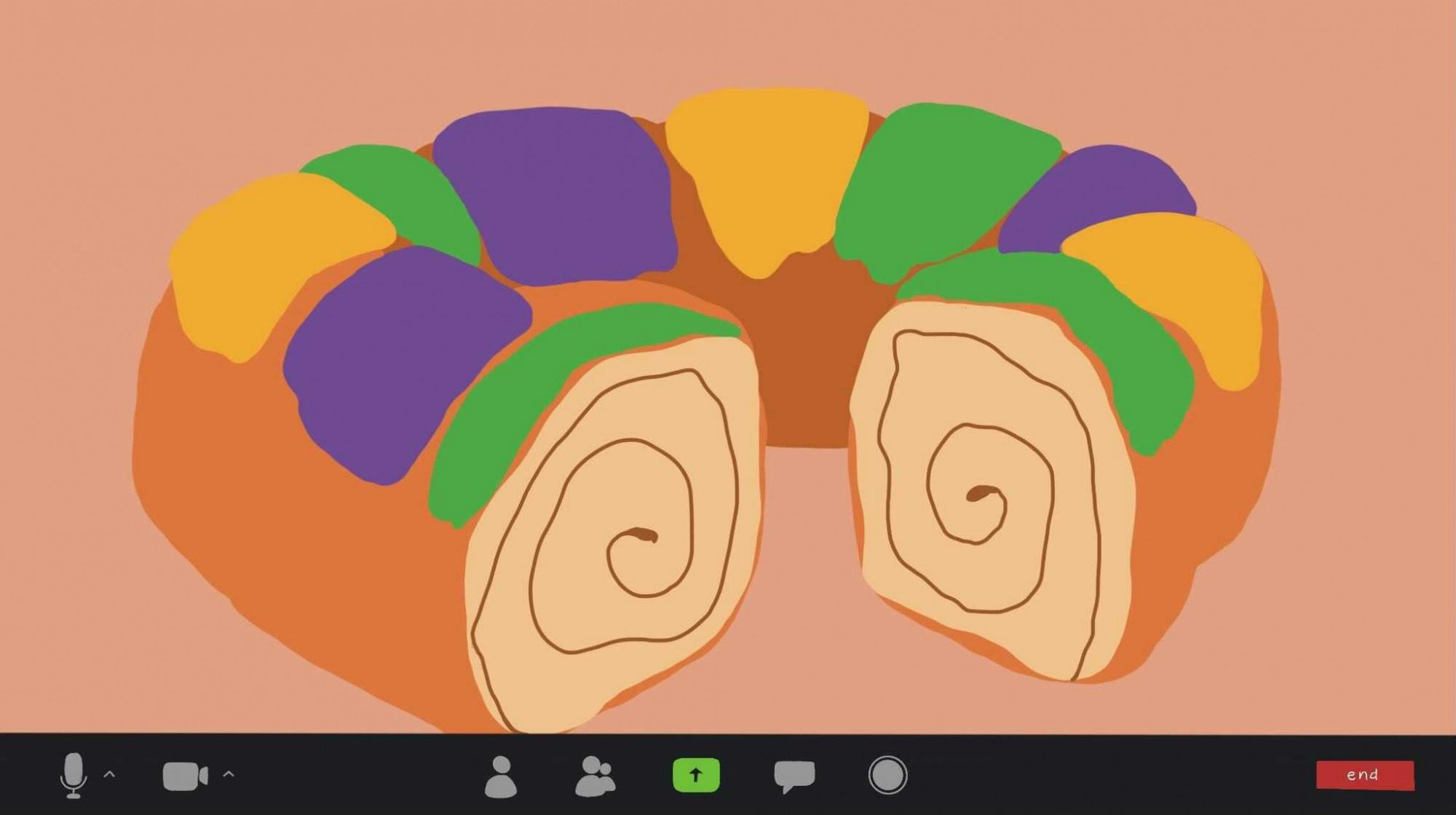 ROSIE JANG/CARTOONS EDITOR
Whether you want to bake or are more interested in watching other people bake, hop on Zoom to see chefs make king cake.