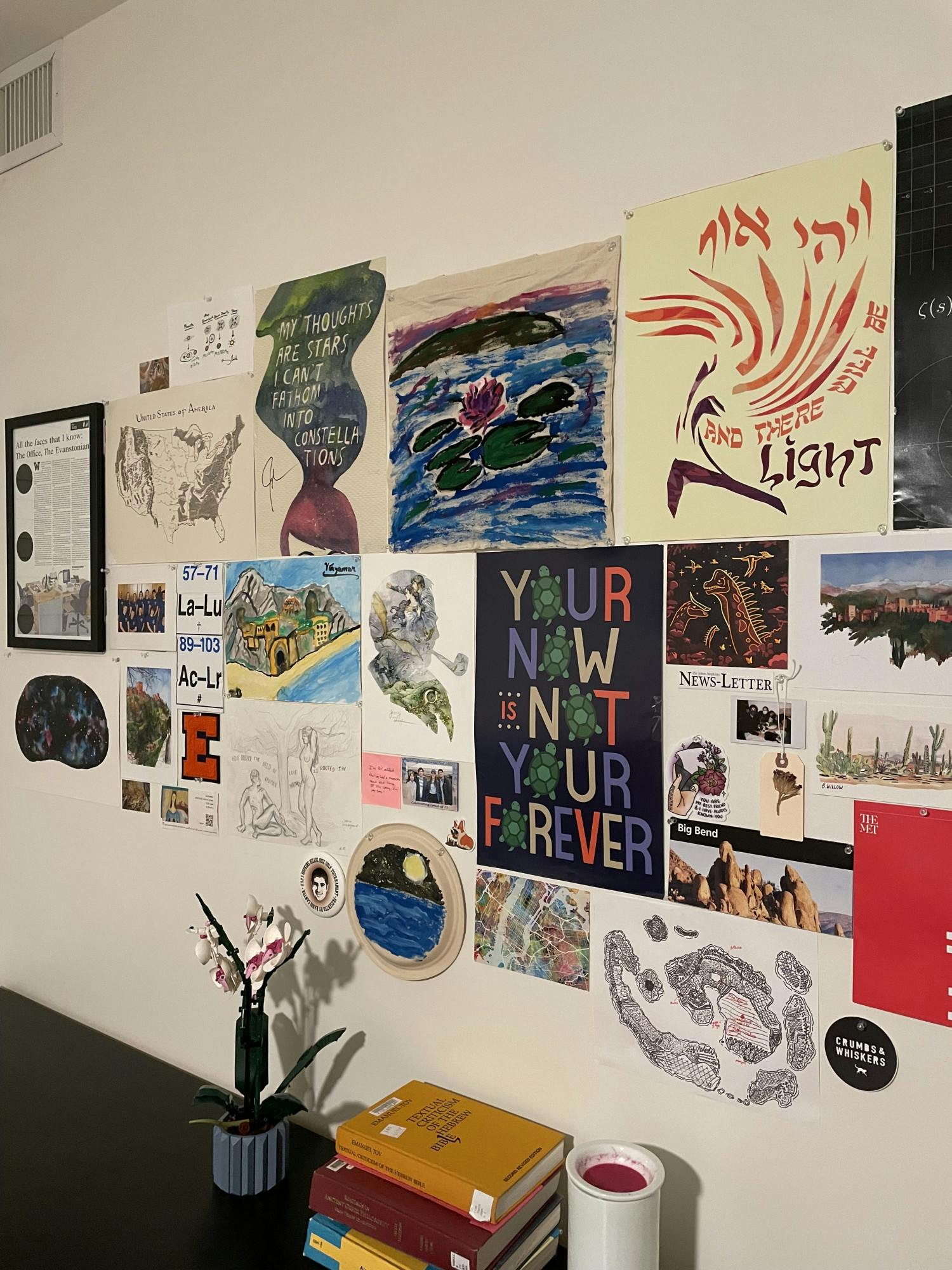 COURTESY OF ZACHARY BAHAR
Bahar fills his dorm walls with mementos to make a plain room feel like his own.