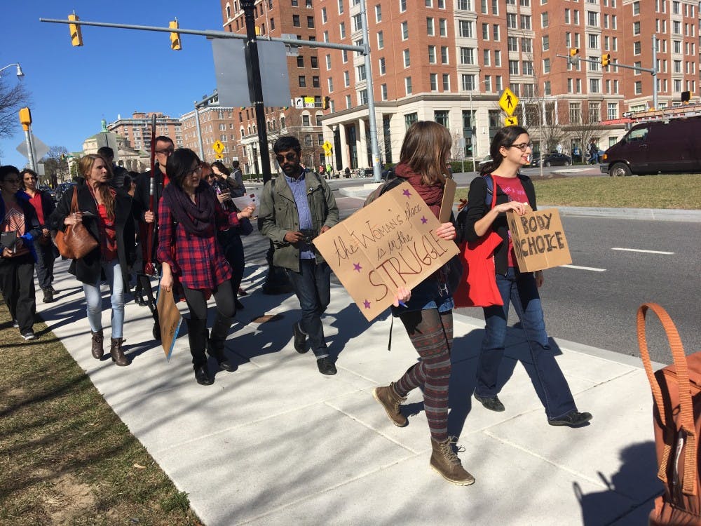 COURTESY OF SAMANTHA SETO
Hopkins students marched for gender equality as a part of International Women’s Day.
