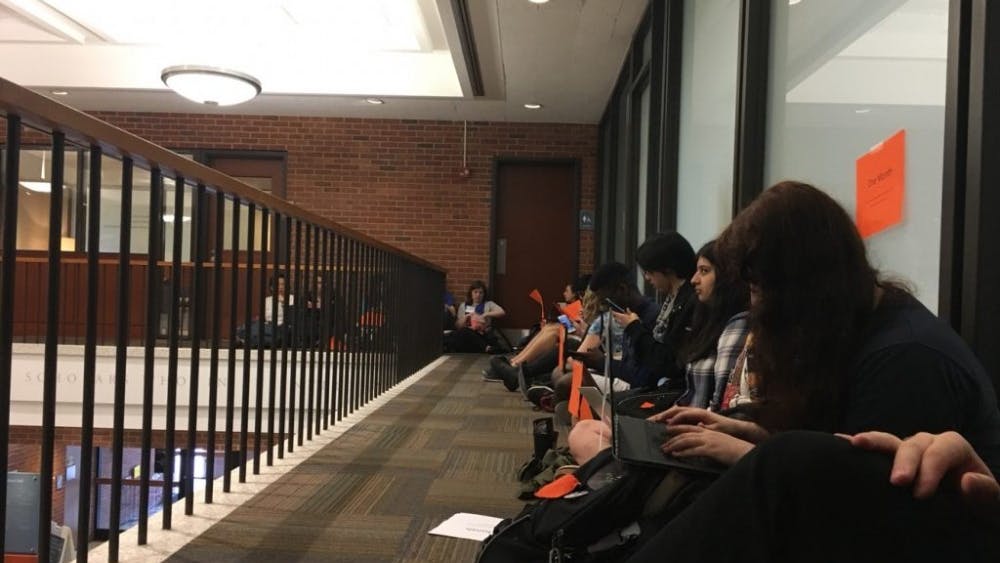  COURTESY OF SHERRY KIM
Students held a four-hour sit-in pushing for fossil fuel divestment.