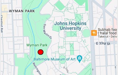 COURTESY OF BARBARA O’ERPAYD
The location for the new Hopkins CID center on the Homewood Campus is marked by a red dot.