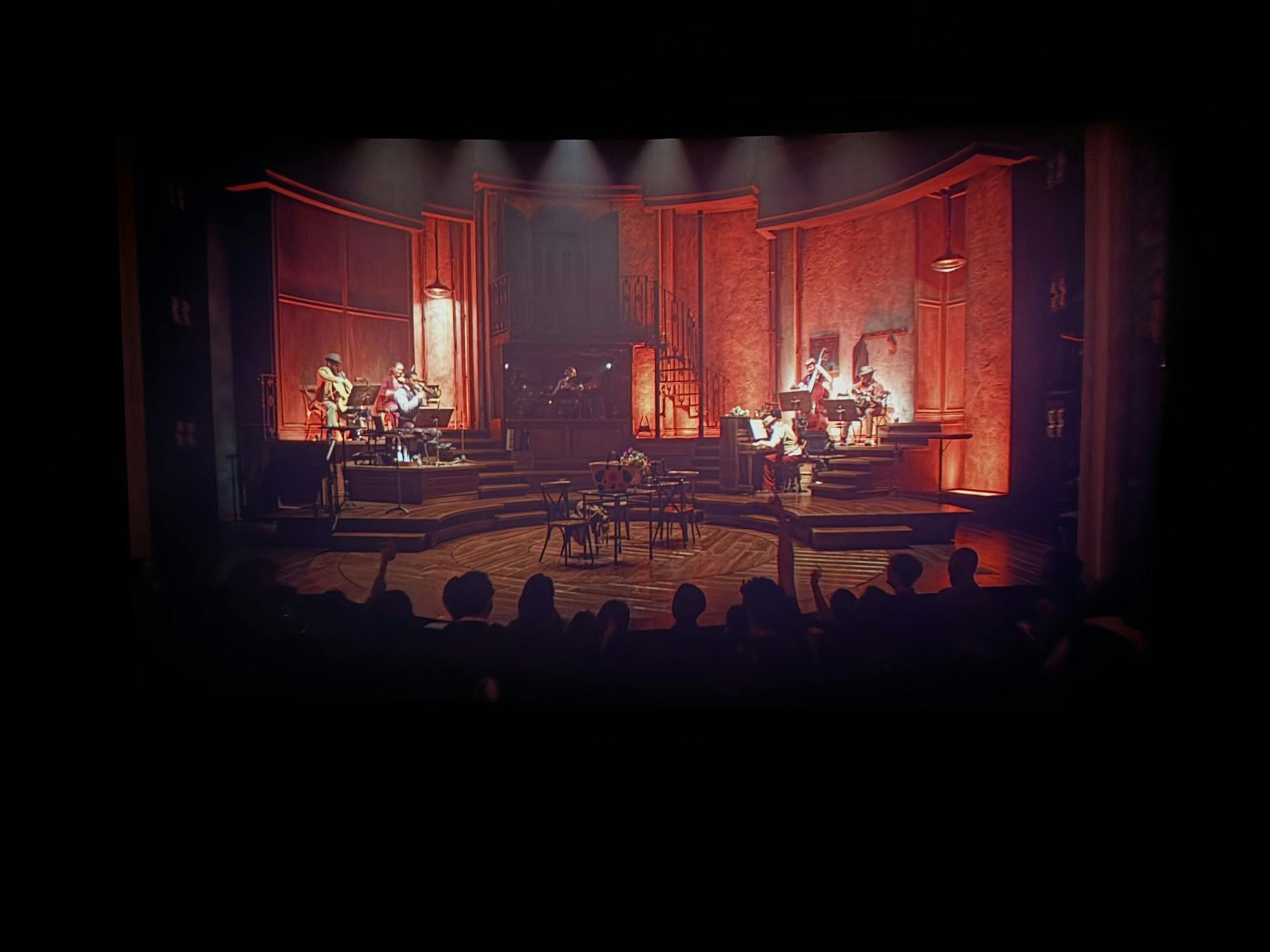 COURTESY OF ESTELLE CHEN
Ending credits of Hadestown shown in her local theatre.