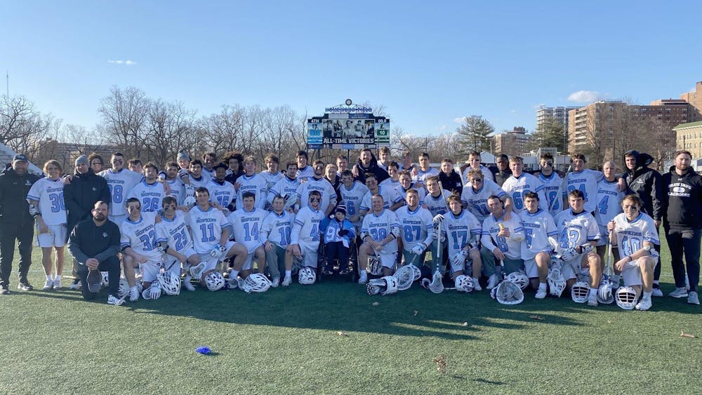 COURTESY OF HOPKINSSPORTS.COM
The Jays became the first lacrosse program to reach 1,000 wins with their win over Loyola.