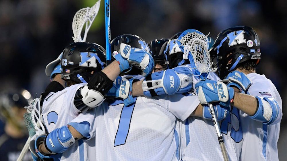 HOPKINSSPORTS.COM
The Hopkins men’s lacrosse team utilized a dominant second quarter run to easily best the UMBC Retrievers.