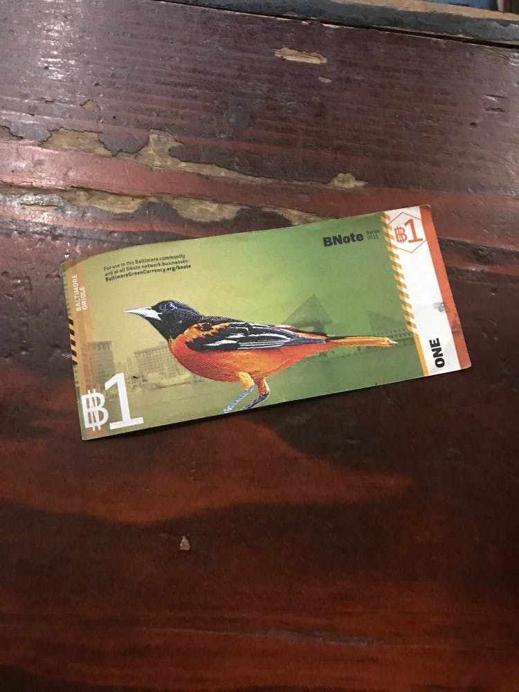 COURTESY OF AMY HAN
Over 45,000 dollars worth of BNotes are currently in circulation in Baltimore city. 