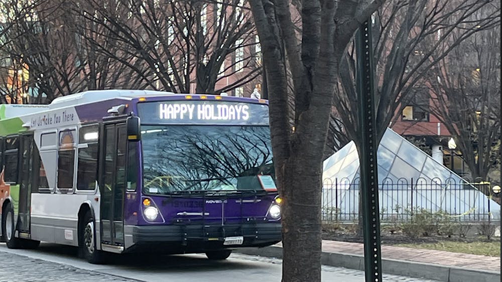 COURTESY OF SARA KAUFMAN
Charm City Circulators wish riders "Happy Holidays" on Christmas Eve.