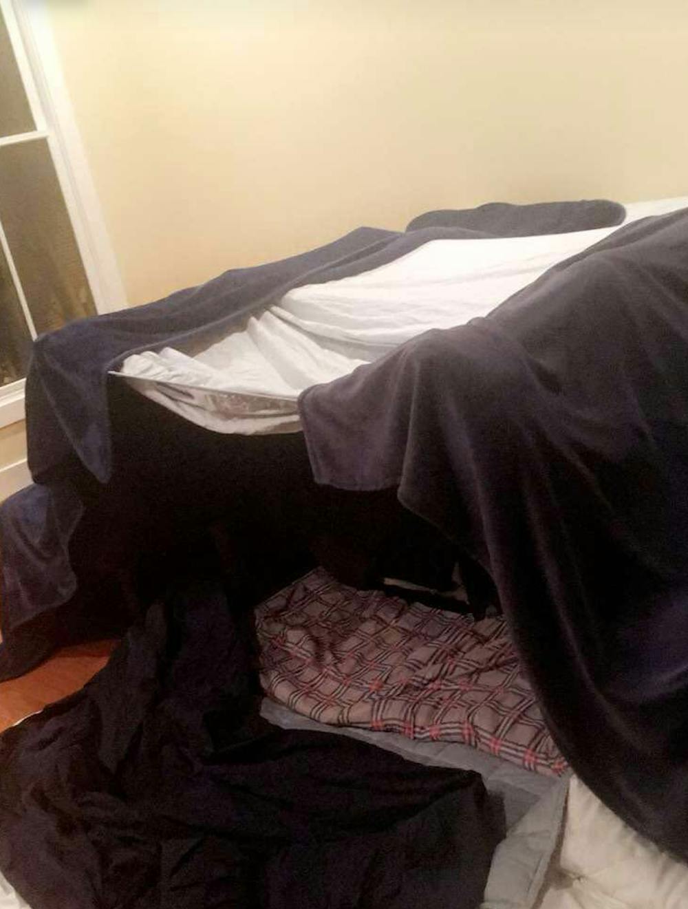 COURTESY OF ASTHA BERRY
Make the mess in your living room seem purposeful: Build a blanket fort.