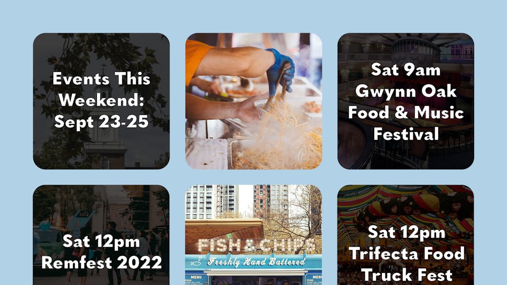 JOHN D’CRUZ / GRAPHICS EDITOR
Hungry? Want to get off campus? Our Leisure Editor has you covered this weekend! Check out the best of Baltimore's festivities.