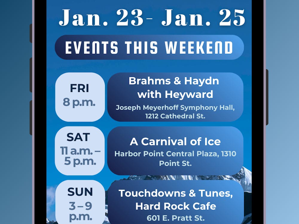 SYDNOR DUFFY / DESIGN & LAYOUT EDITOR
A weekend lineup of concerts, theater, skating and playoff watch parties across Baltimore.