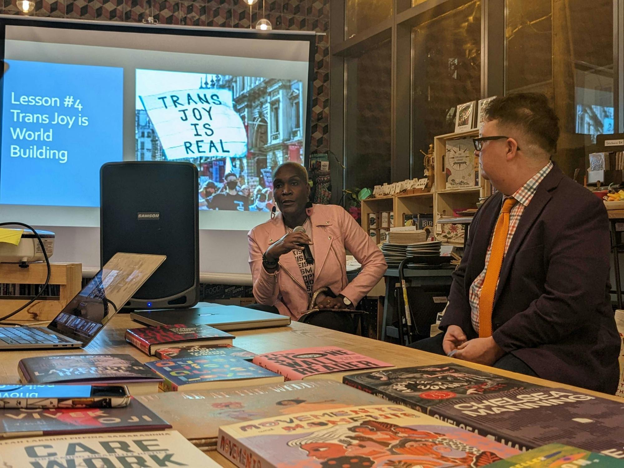 COURTESY OF ROWAN LIU
Jenkins and Beam discuss what imagined futures look like for the transgender community.&nbsp;