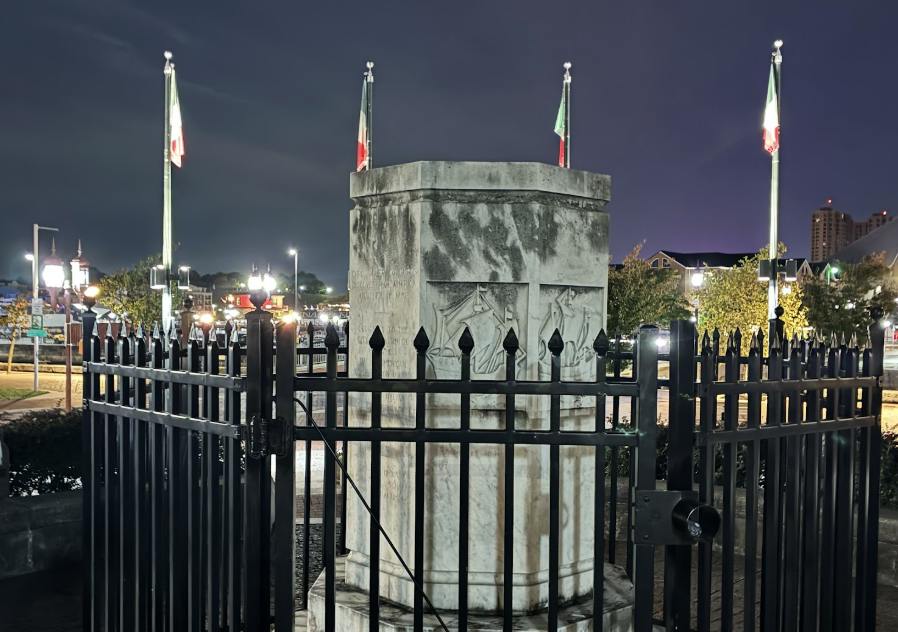 COURTESY OF JOE VATNER
The site of Baltimore’s toppled Christopher Columbus statue.&nbsp;