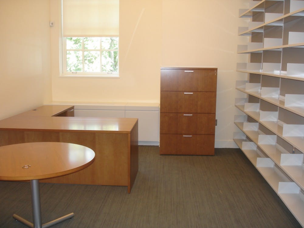 Offices will line the hallways. Before the renovations, administrative offices were clustered at the back of each floor, blocking the entire hallway and making it impossible to walk the full circuit of a floor. That problem no longer exists.