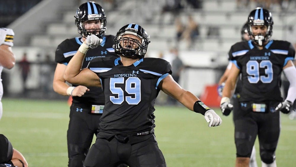 HOPKINSSPORTS.COM
Football is now 3-1 in Conference play after finishing off Ursinus in a tight fourth quarter.