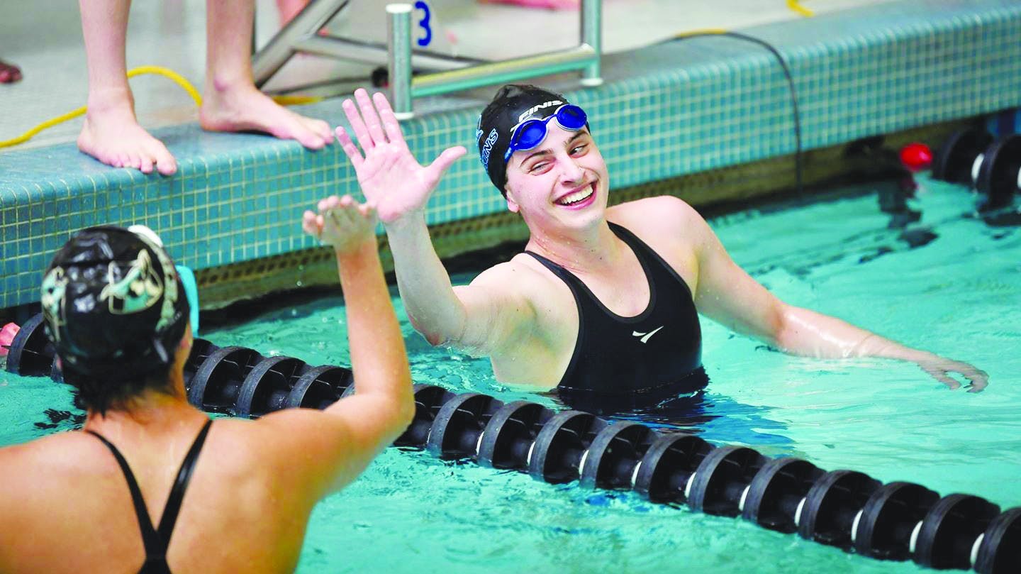 HOPKINSSPORTS.COM
The swim teams broke multiple pool records at the Blue Jay Invitational.