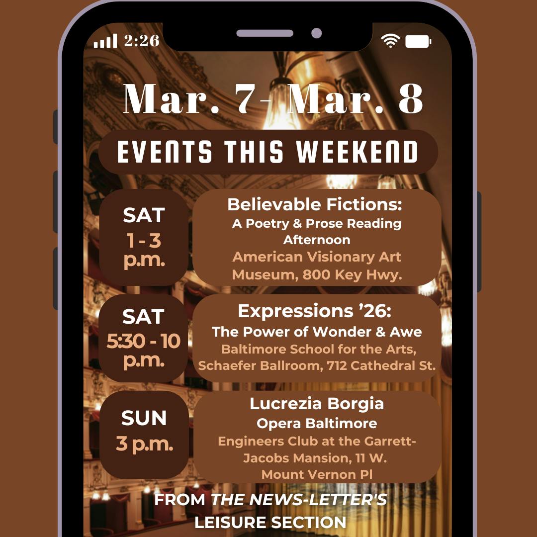 SYDNOR DUFFY / DESIGN &amp; LAYOUT EDITOR
A weekend lineup of jazz, poetry, opera and hands-on cooking highlights Baltimore’s arts scene.