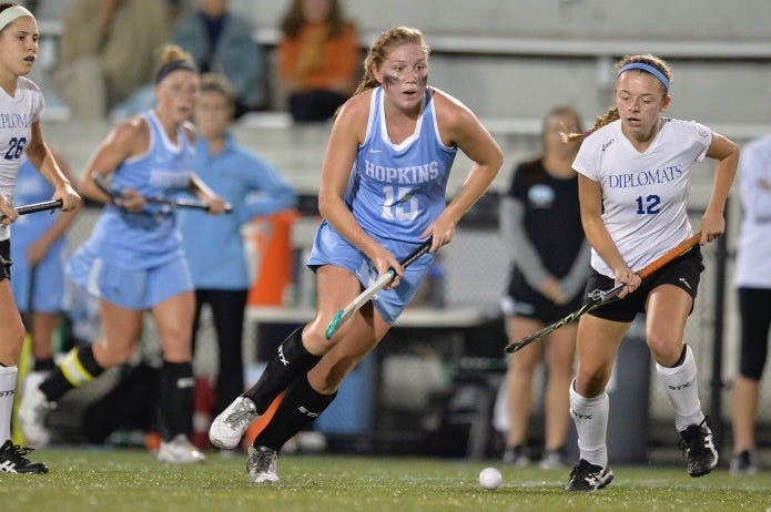 HOPKINSSPORTS.COM
The women’s field hockey team bested the Goucher Diplomats by a 2-1 margin in an exciting contest that would need extra time to be decided.