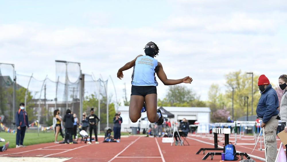 COURTESY OF HOPKINSSPORTS.COM
Freshman Victoria Kadiri broke the freshman outdoor school record in the long jump with a leap of 5.69 meters.