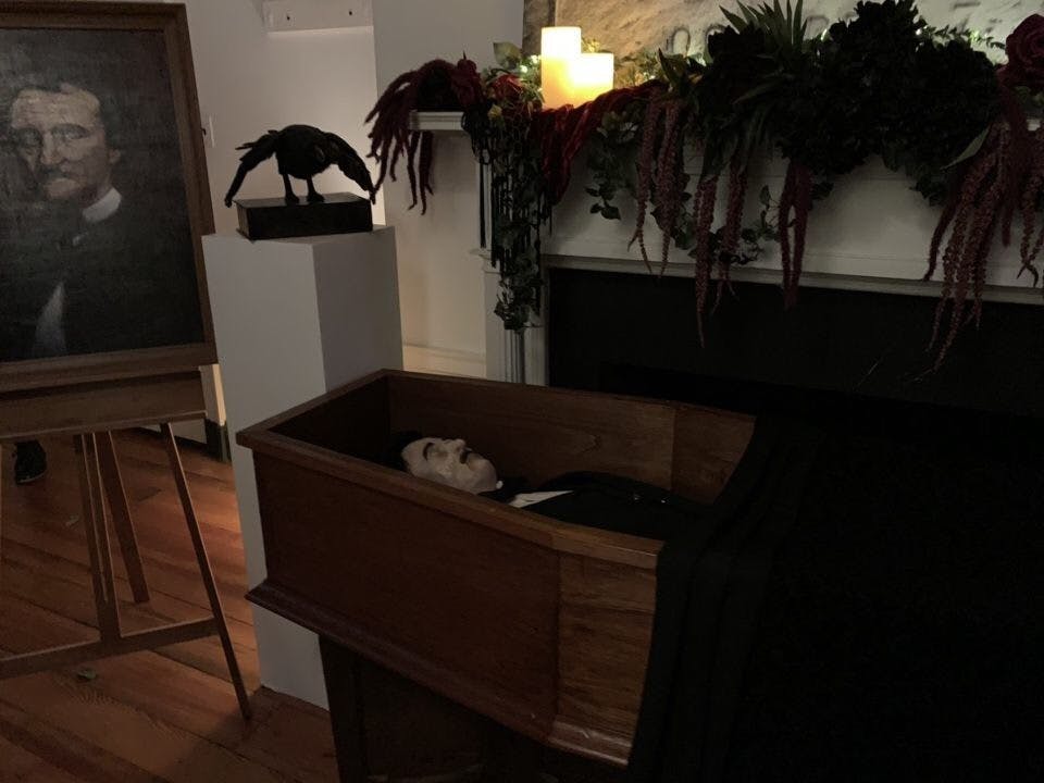 COURTESY OF EUNICE PARK
The “seeing room” at the Carroll mansion featured decorations and paintings of Edgar Allan Poe.