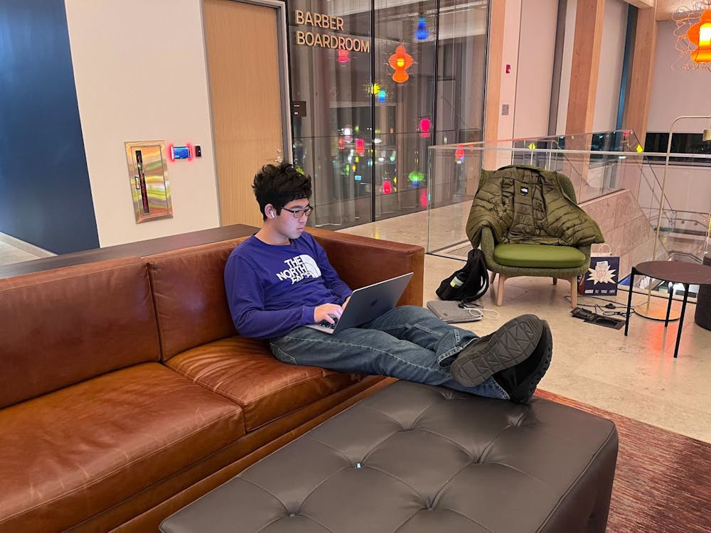 COURTESY OF SHUWEN ZHENG
Zheng is hard at work — or hardly working — on the article?