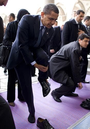 PETE SOUZA/Public domain
President Obama has visited mosques before, but not in the U.S.