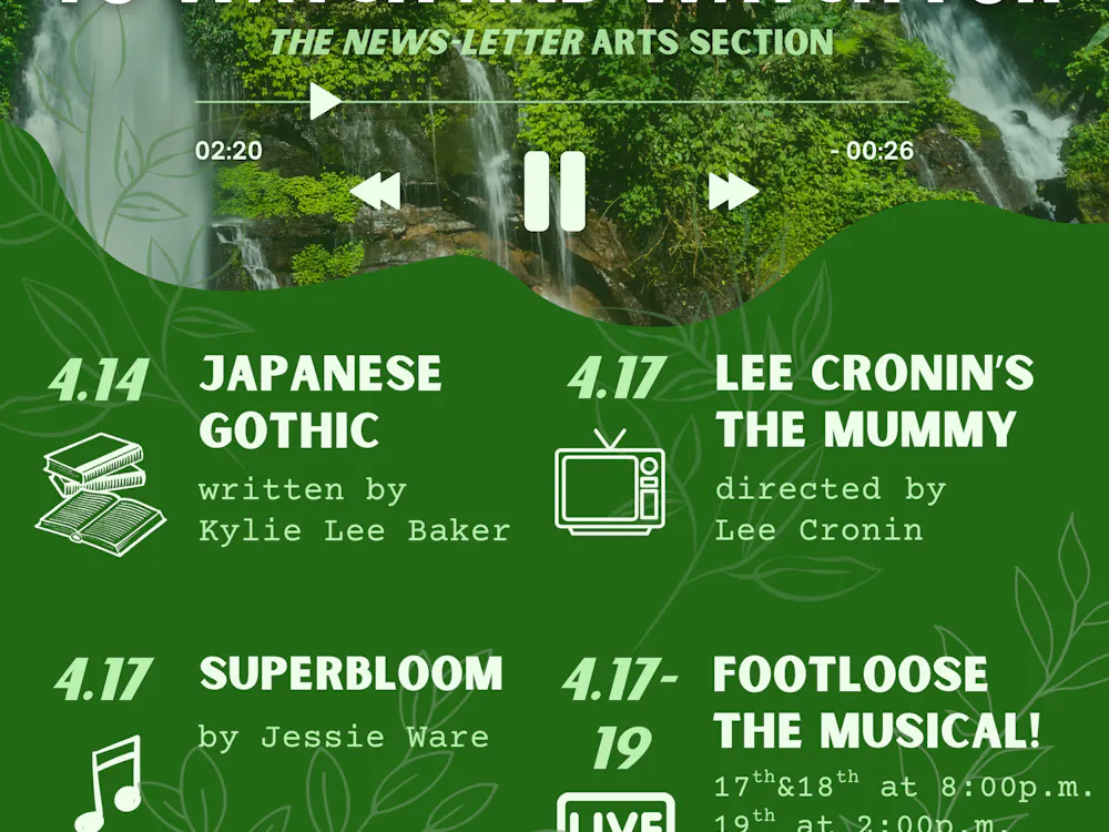 SYDNOR DUFFY / DESIGN & LAYOUT EDITOR
Enjoy the nicer spring weather with these picks from the Arts and Entertainment team!