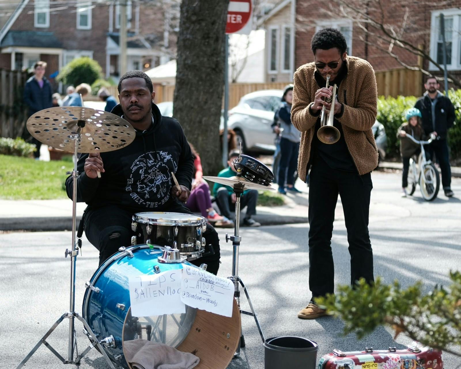COURTESY OF BRIAN TANKERSLEY
Brandon Woody (right) and Allen "Aldo B" Branch (left) were the first performers in the Creative Alliance's Sidewalk Serenades series.&nbsp;