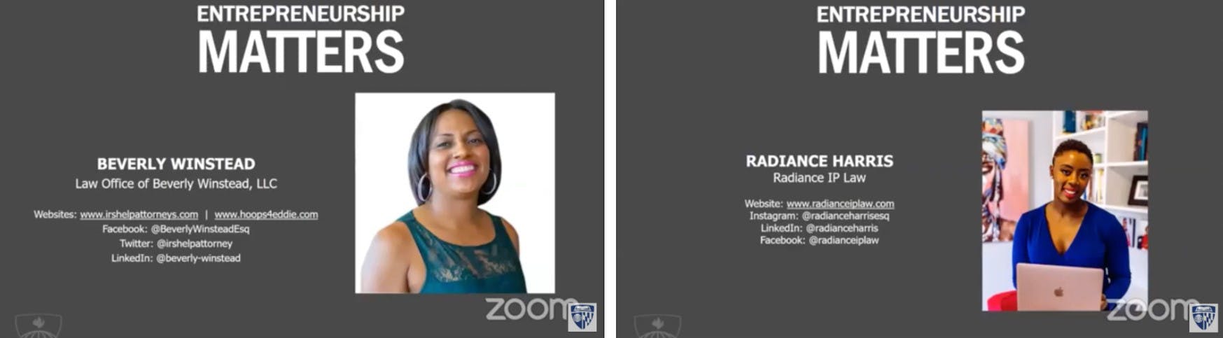 COURTESY OF HOPKINS
Entrepreneurs Beverly Winstead and Radiance Harris each started a law firm.&nbsp;