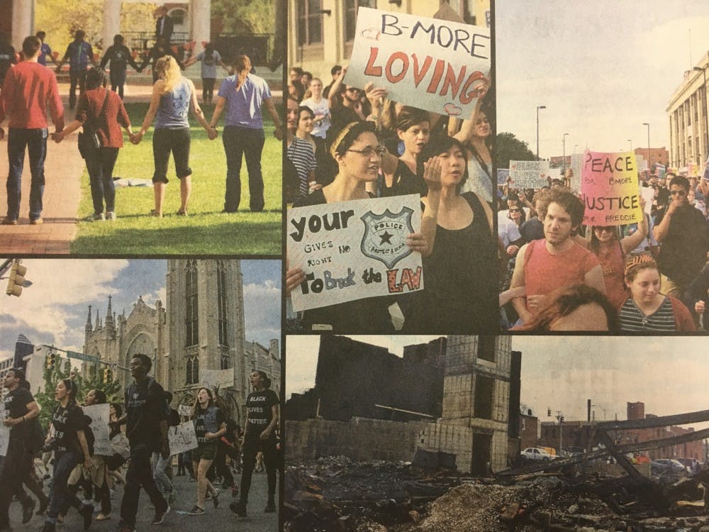FILE PHOTO
Many Hopkins students joined city-wide protests to demand justice for the death of Freddie Gray in April, 2015. 