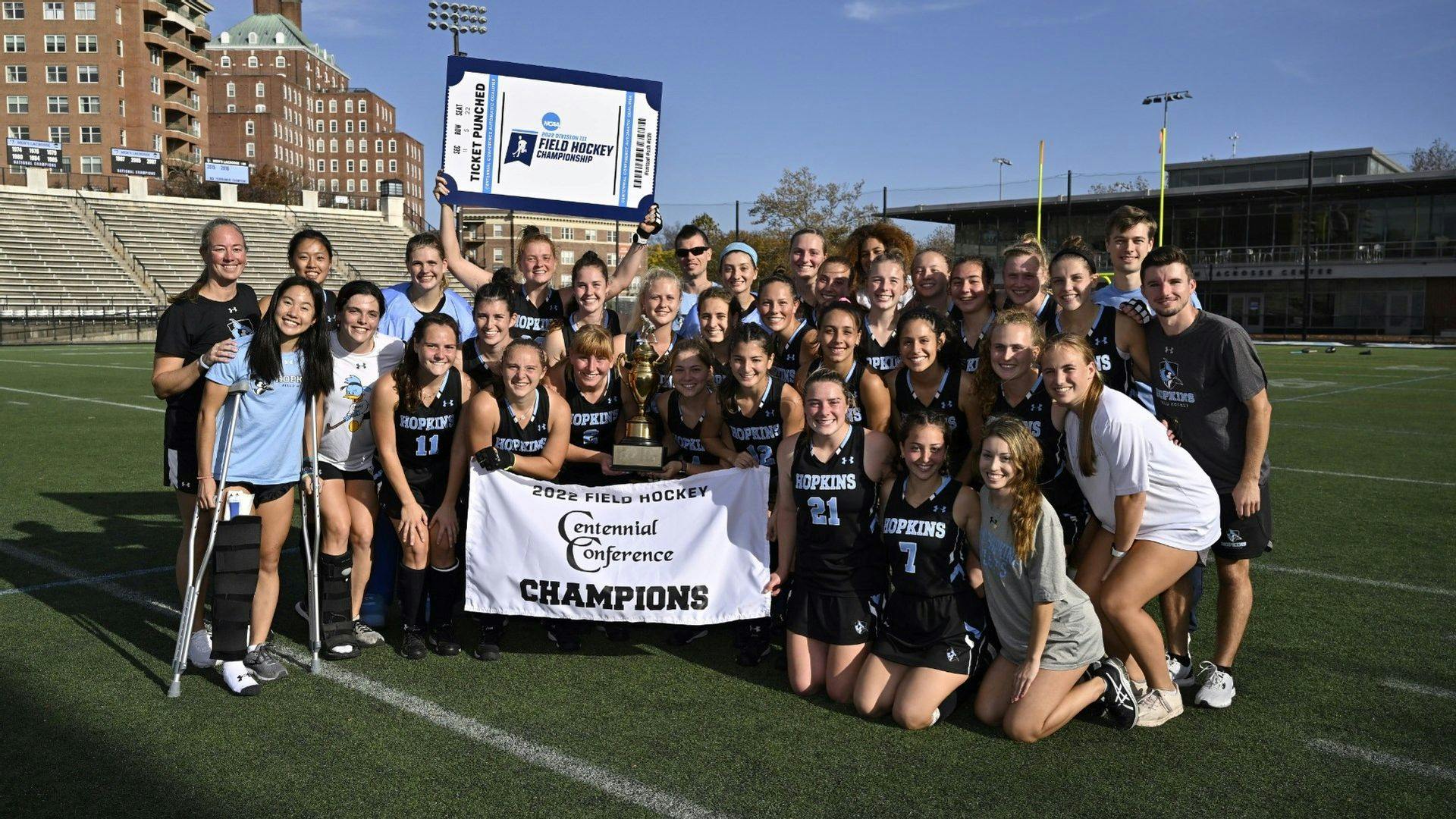 COURTESY OF HOPKINSSPORTS.COM
Women's field hockey defeated Bryn Mawr in a shoot-out to win their fourth consecutive Centennial Conference Championship.