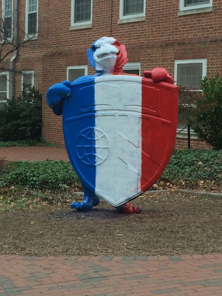 Courtesy of  ABBY BIESMAN
The Blue Jay Sculpture was painted in solidarity with France.