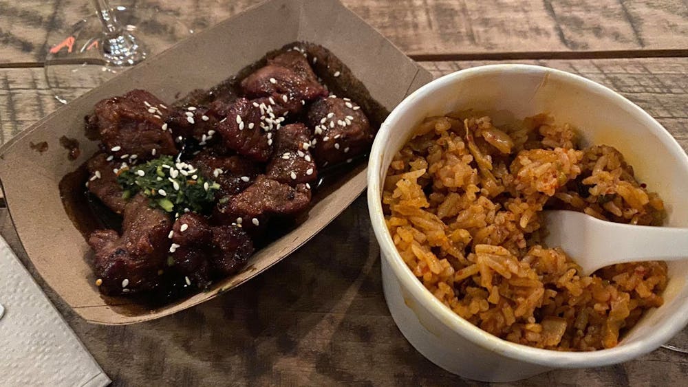 COURTESY OF FRANK GUERRIERO
The pop up at Socle served char siu steak bites and kimchi fried rice.