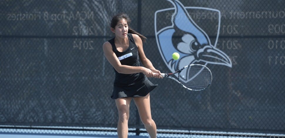 Hopkinssports.com
Sophomore Kimberly Zou won a crucial match against Christopher Newport in the Jays’ comeback streak.