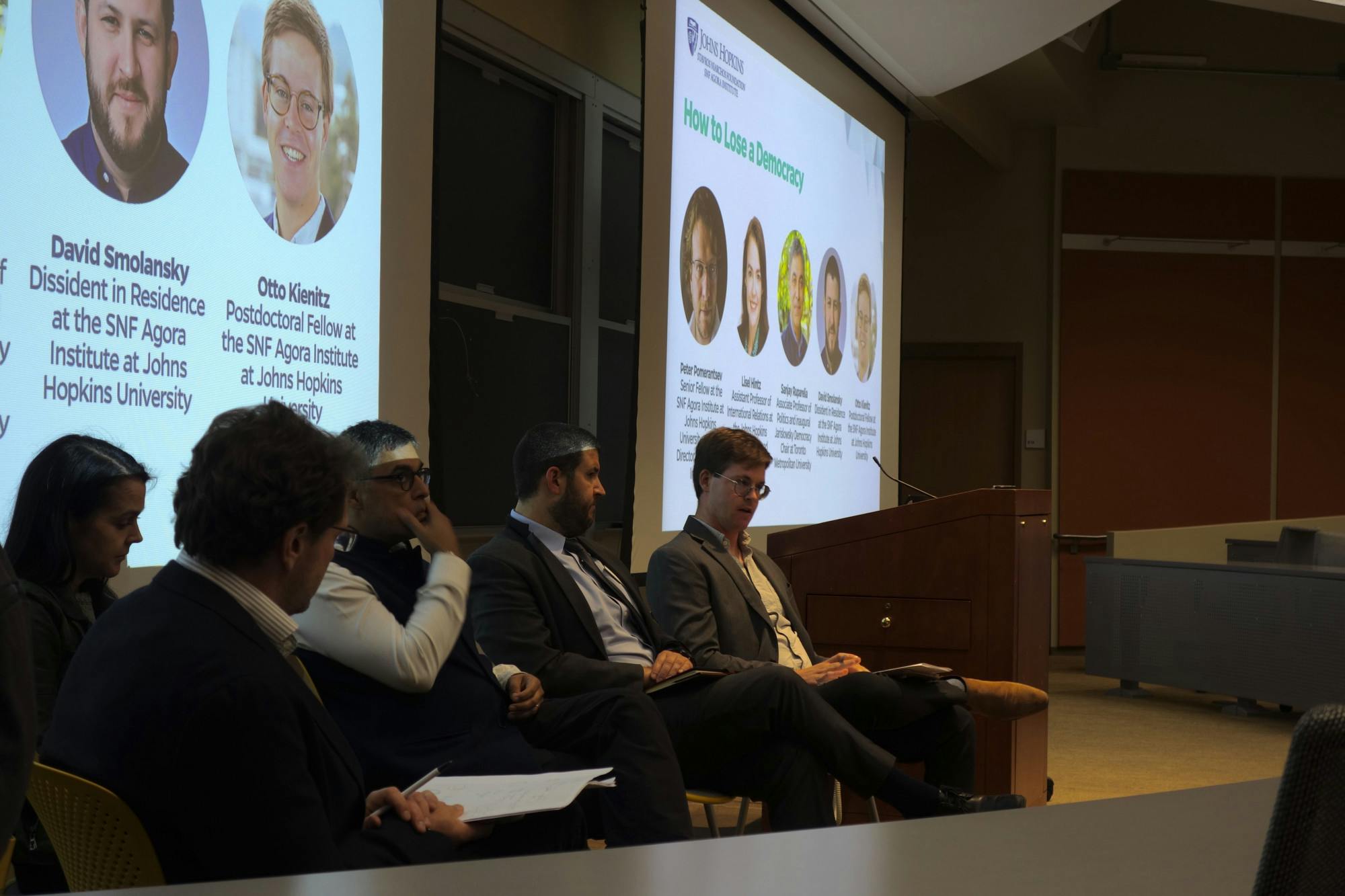COURTESY OF JOSH LONSTEIN
On Oct. 8, the SNF Agora Institute in collaboration with HopMUN hosted “How to Lose a Democracy”, a panel discussion with experts that highlighted case studies of the state of democracy across the world.&nbsp;