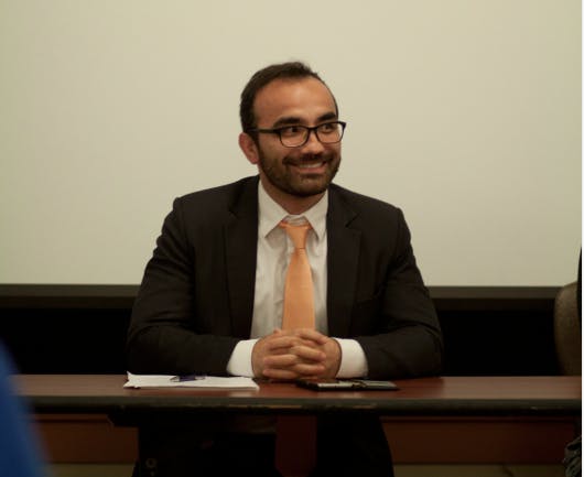  COURTESY OF SOFYA FREYMAN
 Professor Ryan Calder led the discussion on Israel-Palestine relations last Tuesday.