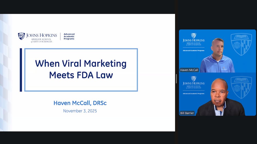 COURTESY OF CATHERINE CHAN
Dr. Haven McCall gives a presentation about the relationship between viral marketing techniques and FDA regulations.
