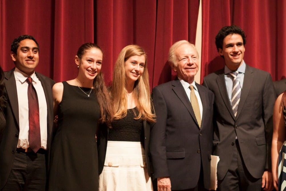 Courtesy of SOFYA FREYMAN
Lieberman posed with the MSE co-chairs at Wednesday’s event.