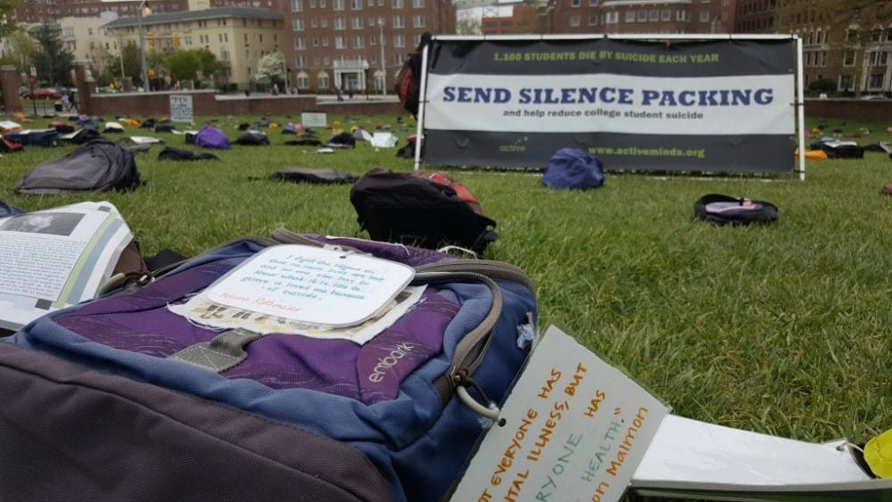  Kareem Osman/PHOTOGRAPHY EDITOR
Send Silence Packing covered the Beach with backpacks to memorialize the lives of the 1,100 college students who commit suicide each year.