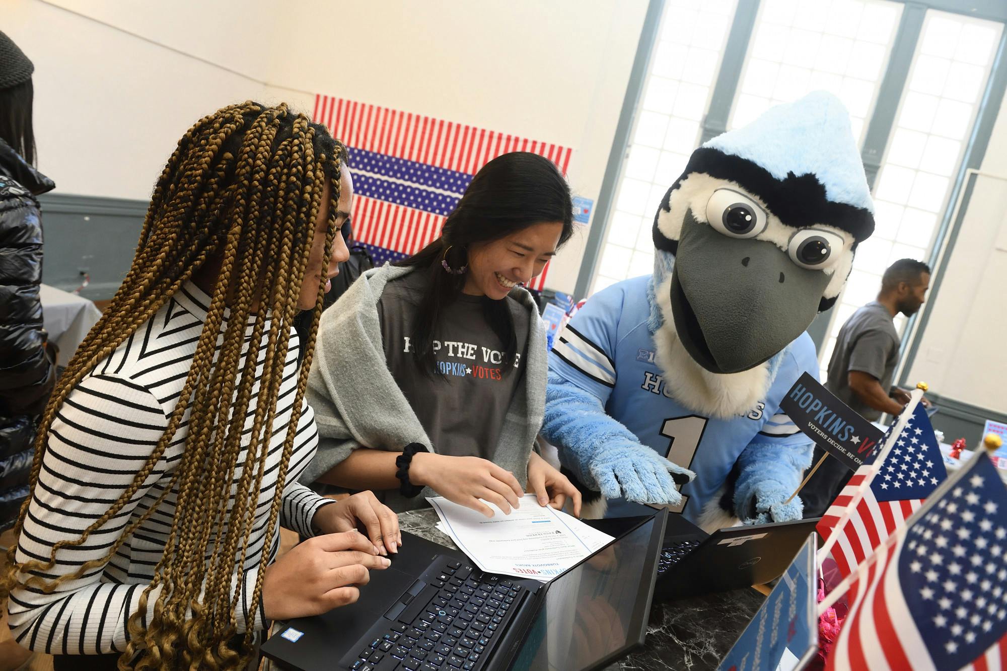 COURTESY OF WILL KIRK
Students register to vote at a Hopkins Votes event in February.