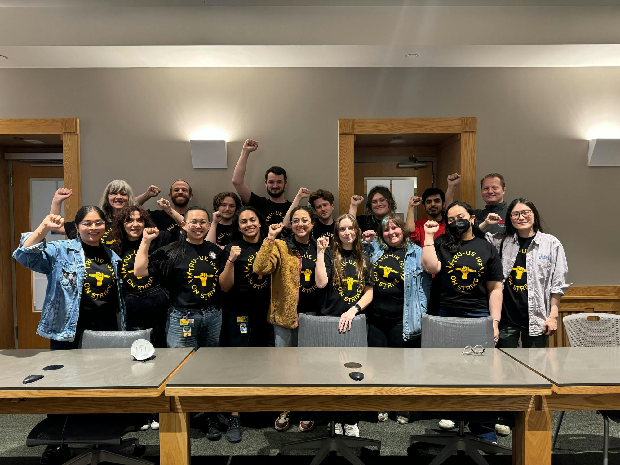 COURTESY OF JANVI MADHANI
Members of the TRU-UE bargaining committee after signing the tentative agreement.&nbsp;