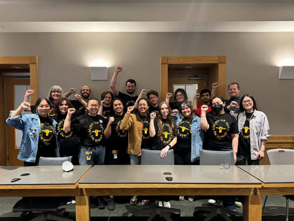 COURTESY OF JANVI MADHANI
Members of the TRU-UE bargaining committee after signing the tentative agreement. 