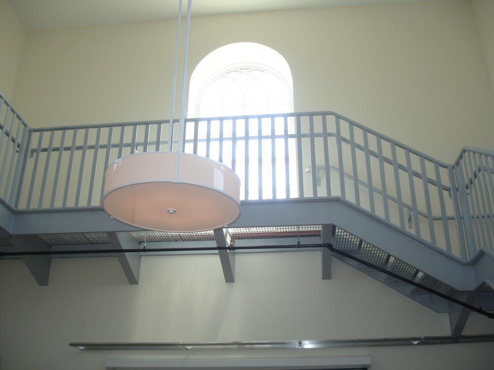 As in the pre-renovation days, some classes will still be held in the tower. Stairs take people up to windows which grant an excellent view of Baltimore.