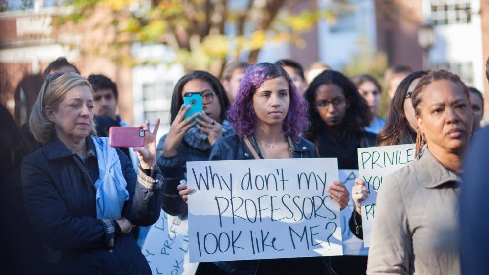 COURTESY OF THE BLACK STUDENT UNION
In November 2015, BSU members protested against the state of black rights on campus.&nbsp;
