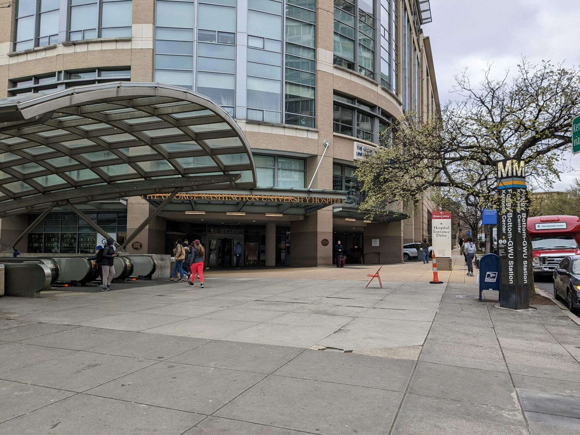 COURTESY OF ROWAN LIU
The entrance to the Foggy Bottom-GWU Metro station is located near the George Washington University Hospital.