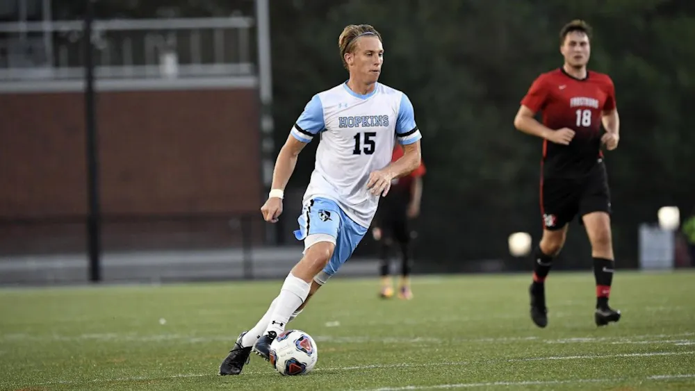 HOPKINSSPORTS.COM
Junior forward Jonathon Brown slotted a goal against Mary Washington.