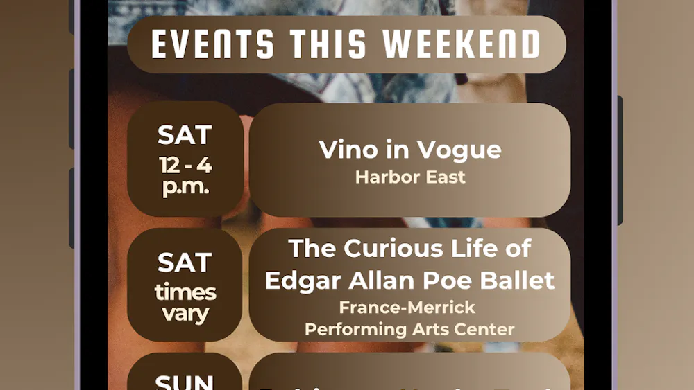 SYDNOR DUFFY / DESIGN & LAYOUT EDITOR
From home-buying resources and wine tastings to ballet, live country music and candlelit concerts, this weekend offers a mix of arts, entertainment and community events across Baltimore. 