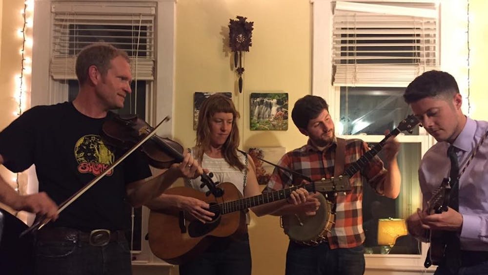 Courtesy of Veronica Reardon
Foghorn Stringband plays with local Baltimore musicians Brad Kolodner and Patrick McAvinue.