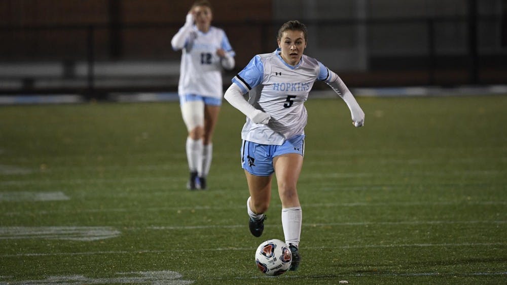 COURTESY OF HOPKINSSPORTS.COM

Junior midfielder Maggie Coulson offensively led the Blue Jays with four shot attempts on Sunday.